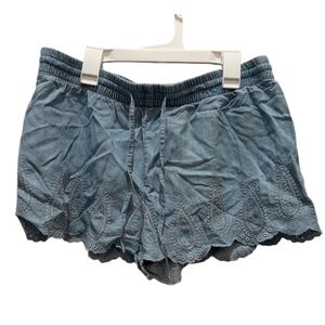 GAP Light Blue Embroidered Drawstring Waist Women's Shorts size Medium